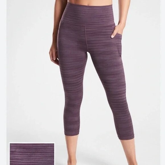 ATHLETA Salutation Stash Pocket II Capri Leggings – Space Dye Purple – Size S - Picture 1 of 5